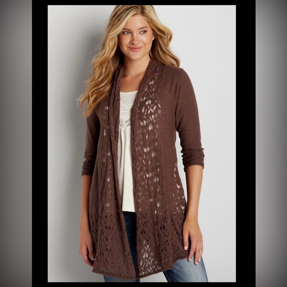 MAURICES OPEN FRONT KNIT LONG CARDIGAN | NWT* |
Medium | Purplish Brown |